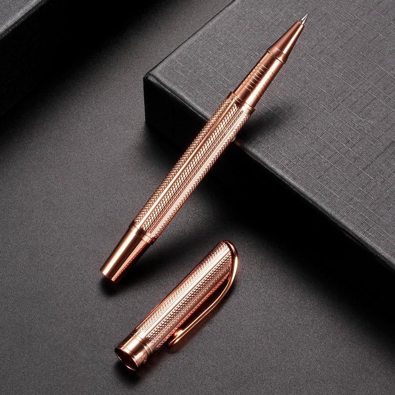 Penneed Rollerball Pen Liquid Ink Pens for Women Luxury Box Gel Pen Black Ink Fancy Pen Refillable for Executive, Office, Professional, Birthday Gift G5 (Rose Gold) - Image 5